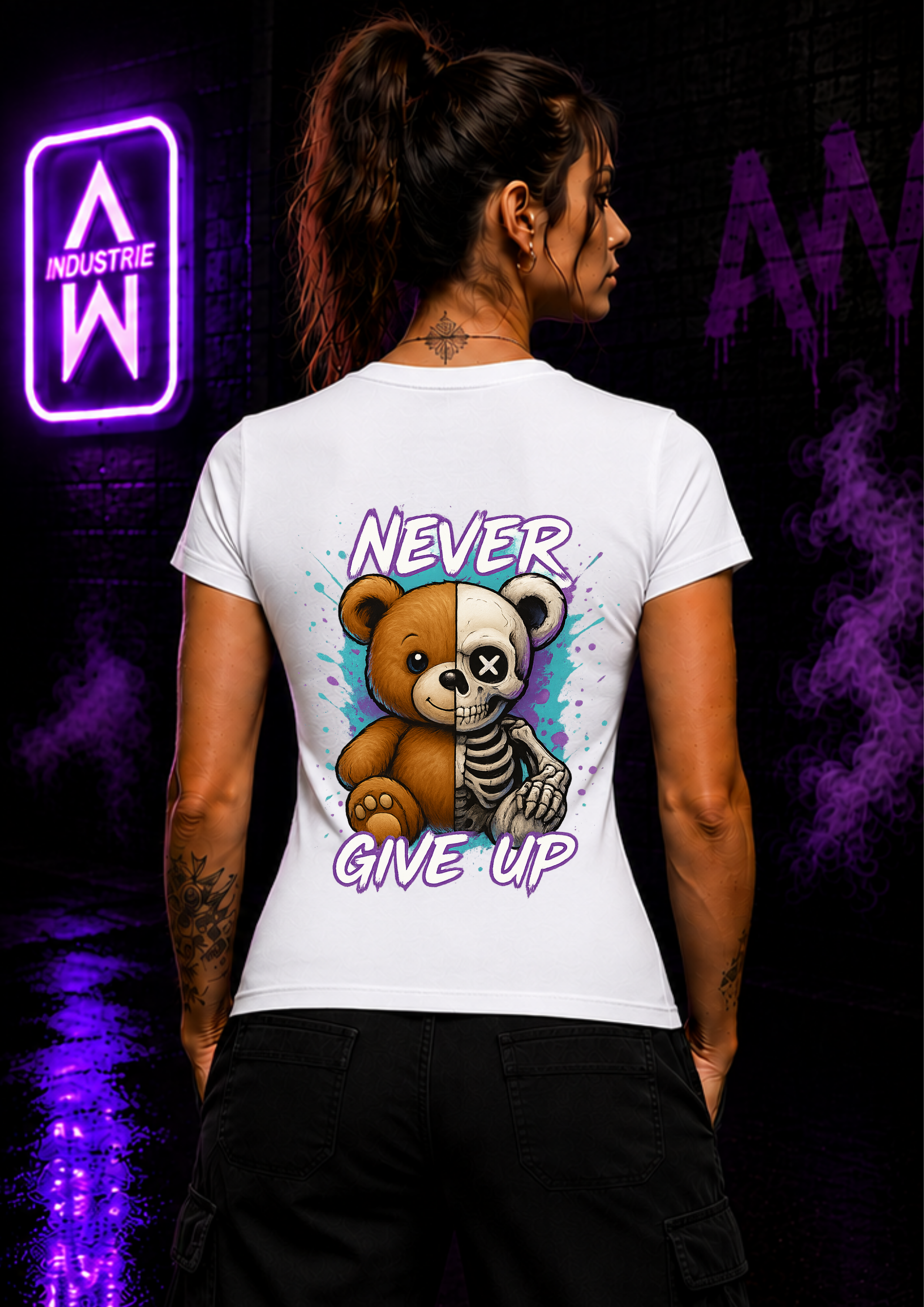 Art Worx Industrie NEVER GIVE UP – Heavy Cotton T-Shirt (Damen)