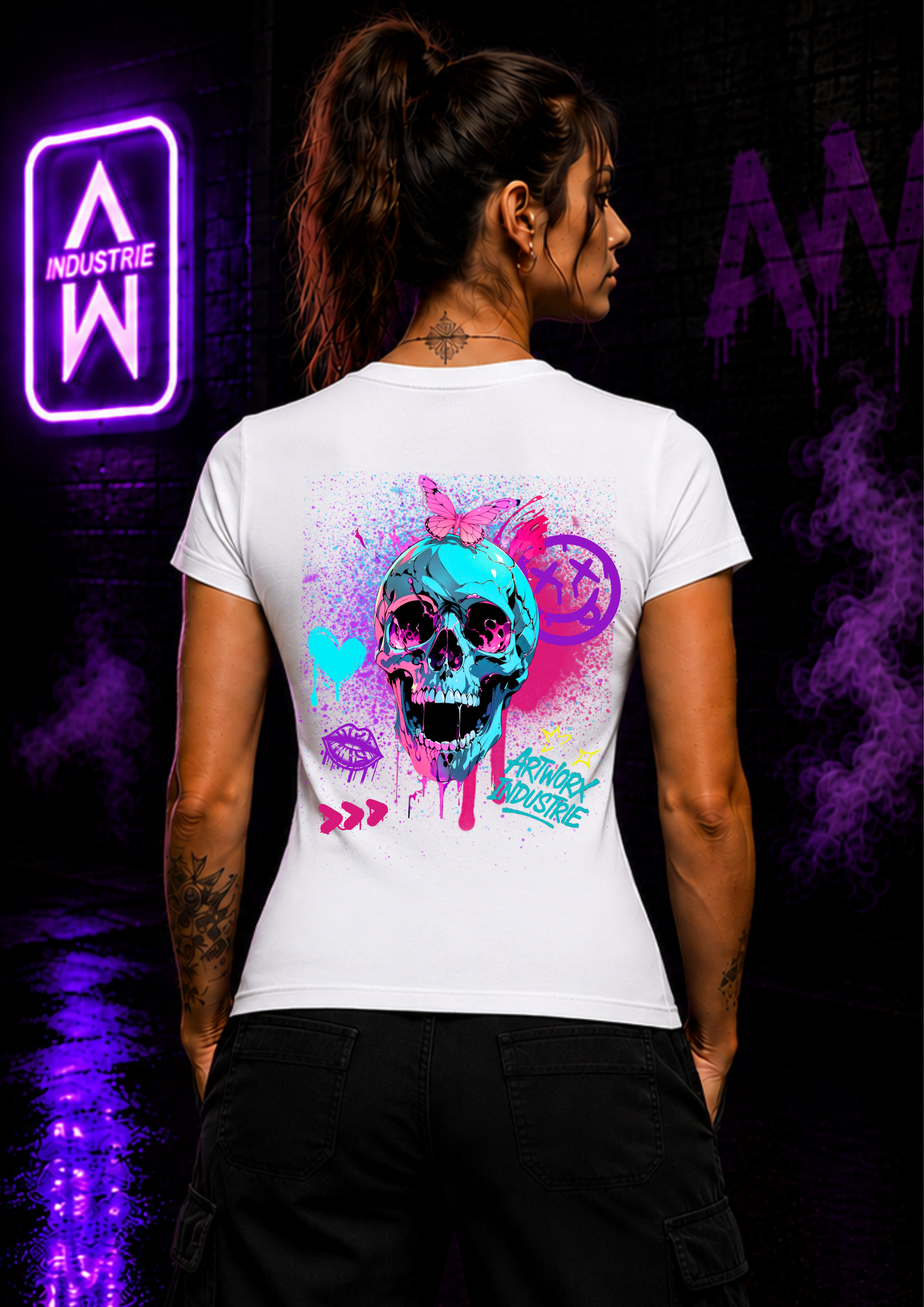 Art Worx Industrie NEON SKULL – Heavy Cotton T-Shirt (Damen)