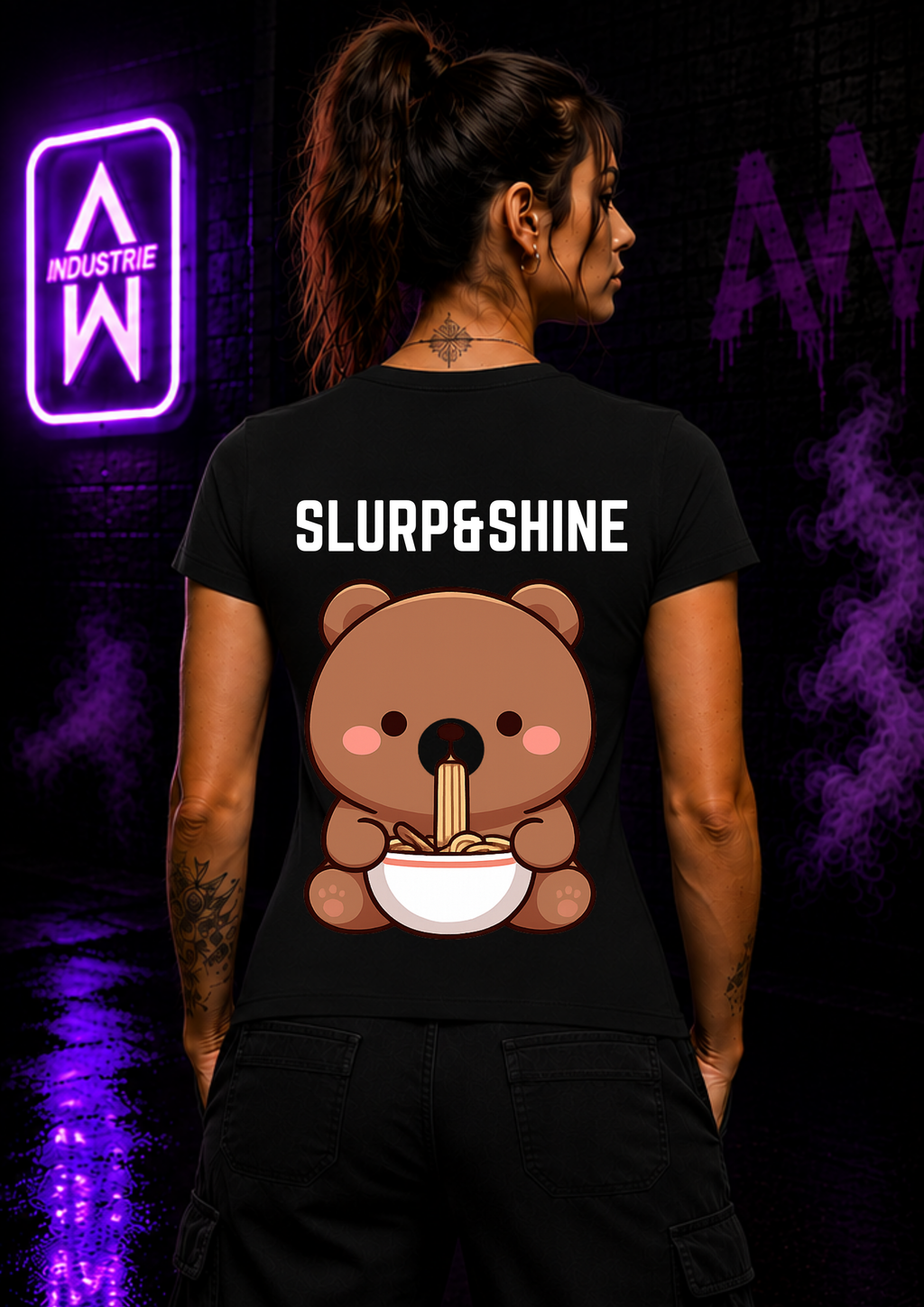 Art Worx Industrie SLURP & SHINE BEAR – Heavy Cotton T-Shirt (Damen)